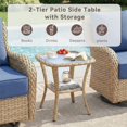 thumbnail image 4 of Unnifurnzi Patio Wicker Side Table-Outdoor PE Rattan End Table with Tempered Glass Top and 2-Tier Storage Shelf Square Side Table for Deck Porch Balcony Garden-Yellow, 4 of 7