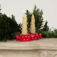 thumbnail image 3 of Creative Co-Op Unscented Textured Tree Shaped Taper Candles with Gold Tips in Box, Eggnog Color, Set of 2, 3 of 4