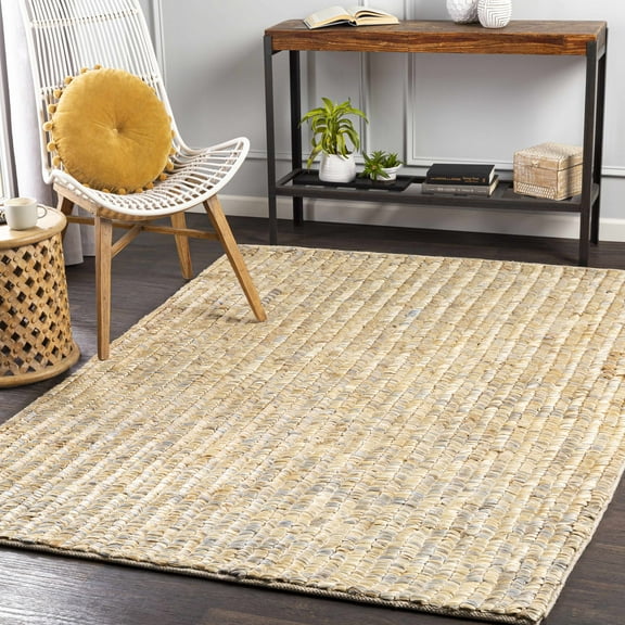 Hauteloom Gresford Jute Living Room, Bedroom Area Rug - Traditional - Gray, Beige - 5' x 7'6"