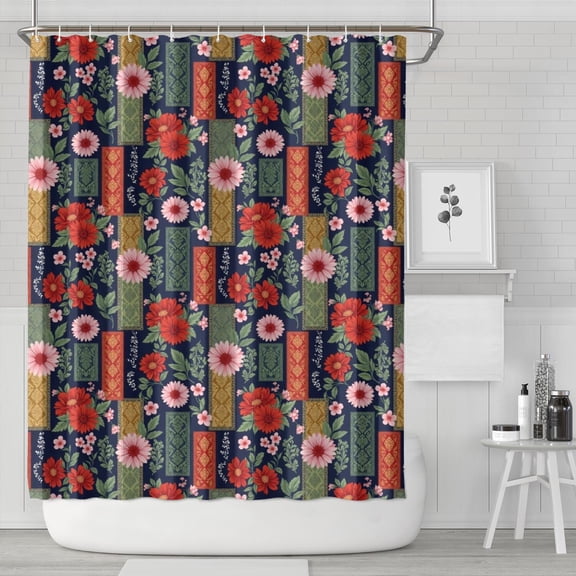 Pioneer Flower Floral Print Pattern Shower Curtain 84"x72", Bathroom Decorative Shower Curtain Set with 12 Hooks, Waterproof Washable