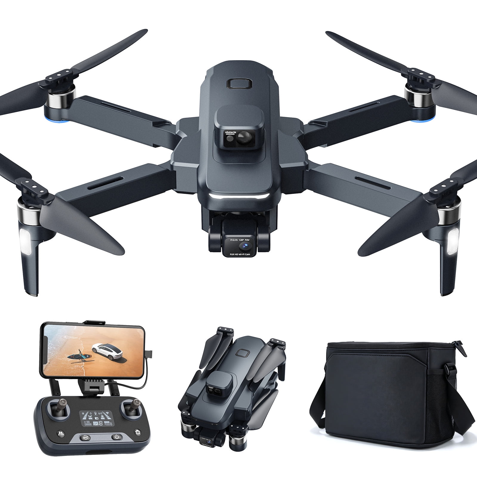 4K Drone with 3-Axis Gimbal & EIS, Holy Stone JY018 GPS Auto Return, 5.8G Phone Transmission, 36Min Flight Time, Obstacle Avoidance, Brushless Motor, Black