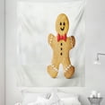 thumbnail image 1 of Cookie Tapestry, Happy Gingerbread Man in a Bow Tie, Fabric Wall Hanging Decor for Bedroom Living Room Dorm, 5 Sizes, Sand Brown Vermillion, by Ambesonne, 1 of 1