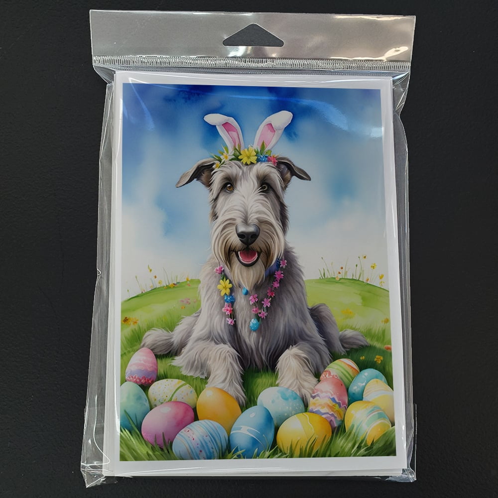 Irish Wolfhound Easter Egg Hunt Greeting Cards Pack of 8 7 in x 5 in
