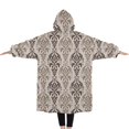thumbnail image 2 of Oversized Wearable Blanket Hoodie,Boho Brown Damask Ethnic Pattern Sherpa Blanket Hoodie with Super Pockets,Super Warm Fuzzy Pullover for Women & Men, 2 of 6