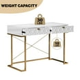thumbnail image 6 of Boyel Living 42" Home Office Desks with 2 Storage Drawers, White Writing Desk for Living Room, Bedroom & Study, Golden Legs & X-Shaped Brace, 6 of 9