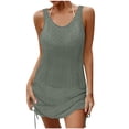 thumbnail image 1 of Womens Pullover Tops Spring Fall Clothes 2025 Long Sleeve Shirts Trendy Crew Neck Loose Festival Tops Woman Solid Color Sleeveless V-Neck Drawstring Beach Dress Plus Size Tops For Women Summer, 1 of 8