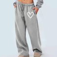 thumbnail image 2 of Wide Leg Sweatpants Women Low Waisted Drawstring Pants Love Heart Graphic Baggy Pants With Pockets Workout Trousers, 2 of 6