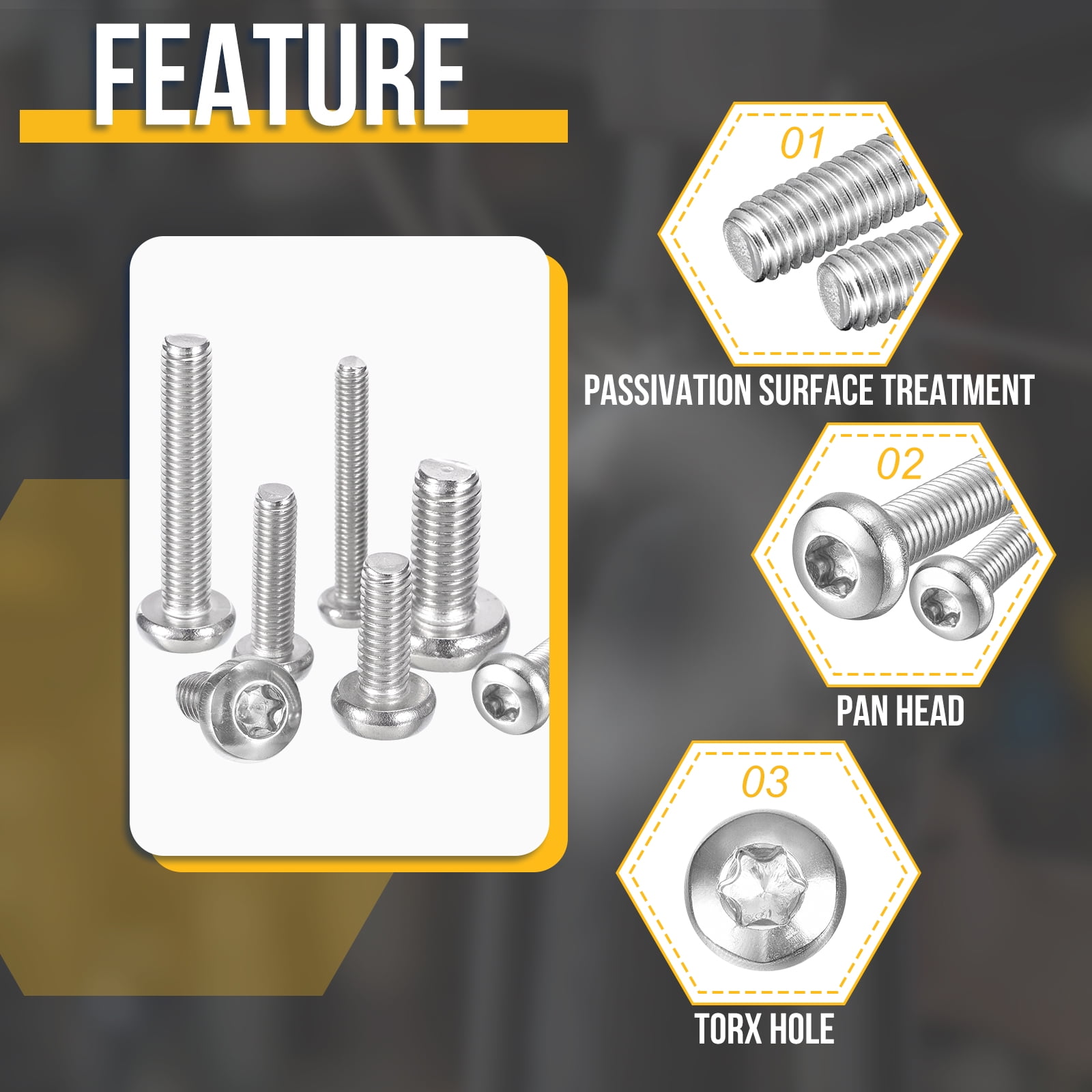 M5x20mm Pan Head Torx Security Screw - 250Pack - Good for Machinery - 304 Stainless Steel Button Head Torx Bolt Star Drive Security Fasteners - Silver Tone