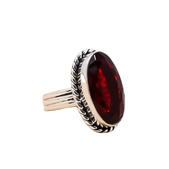 Red Garnet 925 Sterling Silver Ring, 20X10 mm Oval Gemstone Ring, Red Ring, Christmas Gift, Unique Jewelry Ring, Adjustable Ring V12858R21231310