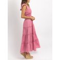 thumbnail image 4 of Musuos Women Summer Casual Flowy Long Dress Fly Sleeve Ruffle Striped Print A-Line Dress for Daily, 4 of 6