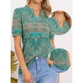 thumbnail image 2 of DARING DIVA Women's Boho Short Sleeve Floral Blouse Casual V Neck Shirts XS Blue, 2 of 6