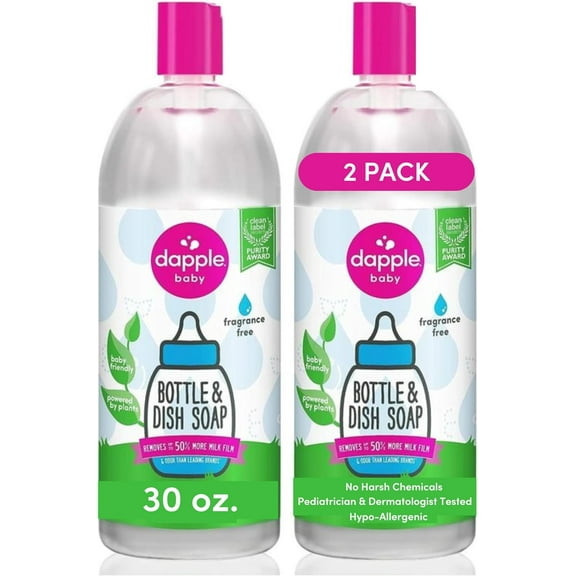 Baby Bottle Soap & Dish Soap Refill by Baby, Fragrance Free, Plant Based Dish Liquid for Dishes & Baby Bottles - Hypoallergenic Soap, Liquid Soap Refill, 30 Fl Oz (Pack of 2)