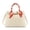 White, variant on Mila Mini Satchel Bag - WHITE, Vegan Leather, 12" W x 9" H x 6" D, Magnetic Snap Closure, Scarf Wrapped Top Handle, 1 Inner Compartment Divider, Gold Accents