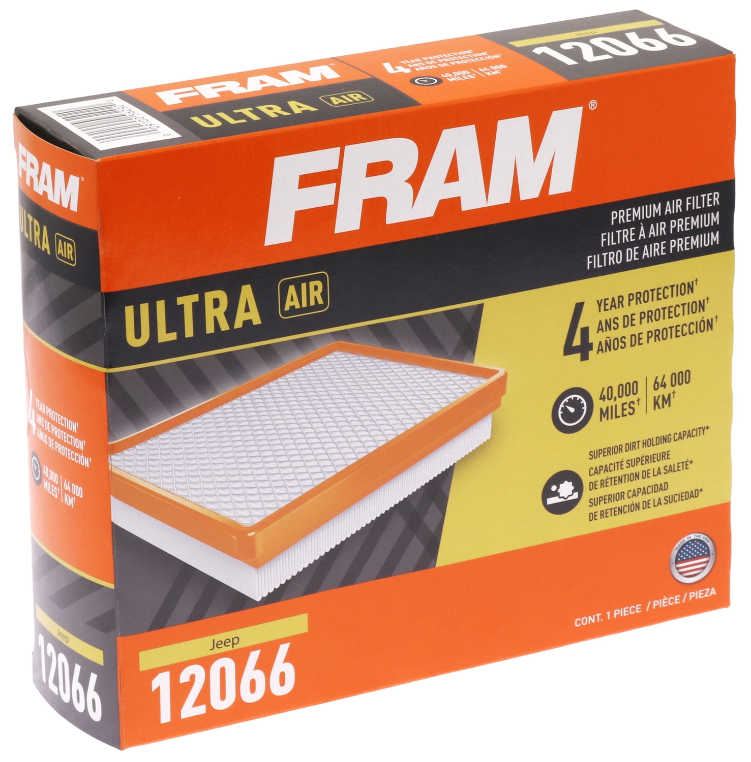 FRAM Ultra Premium 40,000 Mile Air Filter, 12066 for Select Jeep Vehicles