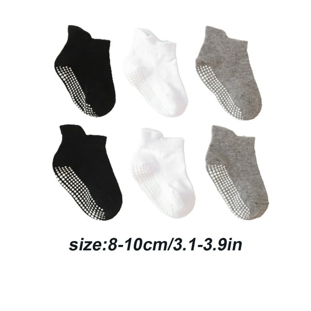 6 Pcs Bas pour Enfants avec Bonne Élasticité Confortables à Porter Style Simple Bonne Fabrication Noir Blanc Gris 8-10