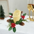 thumbnail image 5 of Christmas Candle Ring Wreath, Artificial Red Berry Pinecones Pillar Candle Holder, Wreaths for Christmas Party Home Table Centerpieces Decoration(Red), 5 of 7