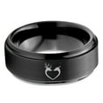 thumbnail image 2 of Tungsten Deer Love Band Ring 8mm Men Women Comfort Fit Black Step Bevel Edge Brushed Polished, 2 of 4