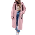 thumbnail image 2 of VBVC Women's Oversized Long Zip Up Hoodie , Drawstring Hooded Jacket For Women , Ladies' Casual Fall Winter Outerwear with Pockets, Pink , S-3XL, 2 of 8