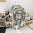 thumbnail image 3 of Bolsa Bonitas mochilas de lona con varios bolsillos, mochila escolar a cuadros de gran capacidad (caqui) JShteea Para Estrenar, 3 of 4