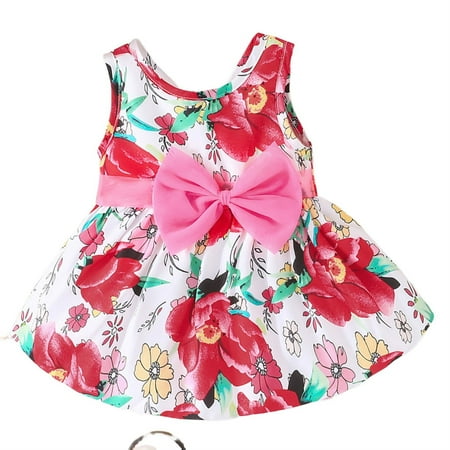 

Infant Girls Princess Dress Daily Floral Bow Tie Printed Sleeveless Trendy Spring Summer Girls Dresses Home Wear Outdoor Kids Clothes