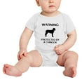 thumbnail image 2 of Warning: Protected by A Chinook Dog Funny Baby Rompers Infant Clothes (White,0-3 Months), 2 of 5