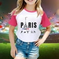 thumbnail image 2 of Toddler Girls Summer Tops Tees Fashion Games Letter Graphic Printed Raglan Color Block Short Sleeved Pullover Tee Blouse Daily Spring Shirts For Kid 11-12T, 2 of 4
