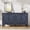 Blue, variant on Furnivado Sideboard with 4 Carved Doors, Vintage Accent Cabinet with 2 Adjustable Shelves for Dining Room,Living Room