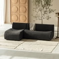 thumbnail image 3 of Boneless 3-Seater Modular Couch with Chaise, L-Shaped Teddy Sofa for Living Room, No Assembly Grey, 3 of 7
