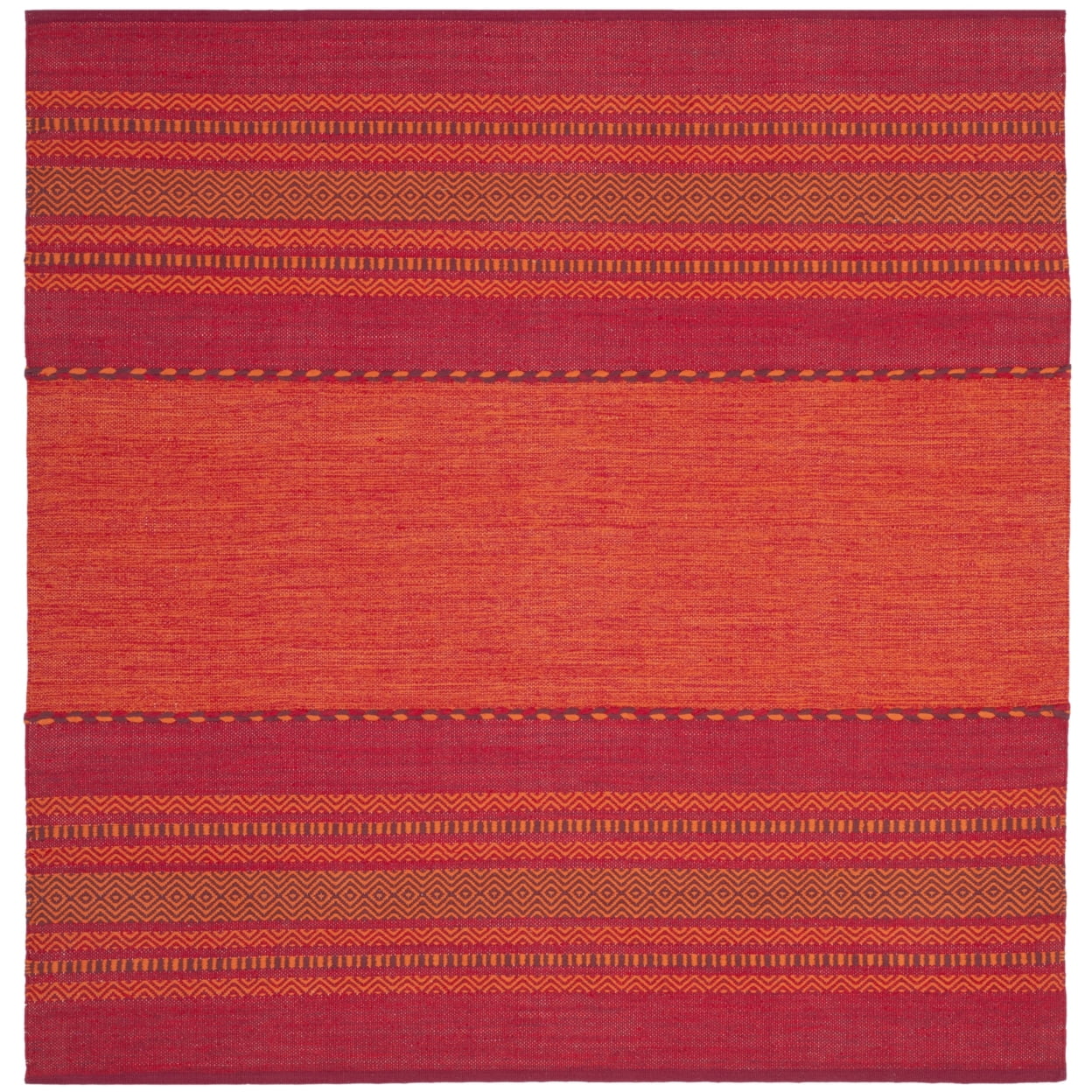 SAFAVIEH Montauk Ben Striped Soft Braided Cotton Runner Rug, Orange/Red, 2'6" x 6'