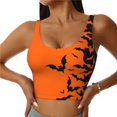 thumbnail image 1 of Fotbe Halloween Bats Sujetador Deportivo Largo sin Aros para Mujer con Almohadillas y Soporte Medio, Transpirable y Absorbente, Camiseta Tipo Chaleco o Tank Top-Small, 1 of 8