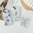 thumbnail image 2 of YWC-étui Doux Compatible avec iPhone 14, Motif Floral Clair Design Imprimé Flexible TPU Antichoc pour Femmes Filles, Étui de Protection Fleur, Pivoine Violette, 2 of 4