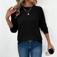 thumbnail image 5 of Oiangi Crew Neck Sweater for Women Long Sleeve Soft Knitted Shirts Fall Base Layer Pullover Basic Jumper Tops Black XL, 5 of 8