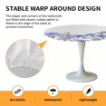 thumbnail image 6 of Blue Flower Floral Elastic Fitted Round Table Cover Butterfly Branch Leaves Waterproof Outdoor Tablecloth for Holiday Party, Picnic, Patio & Dining Fits Tables Up to 45"-54", 6 of 8