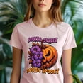 thumbnail image 5 of Women's Halloween T-Shirt, "Sorta Sweet Sorta Spooky" Pumpkin & Flowers Graphic Tee, Gold, Size 2XL, 5 of 6
