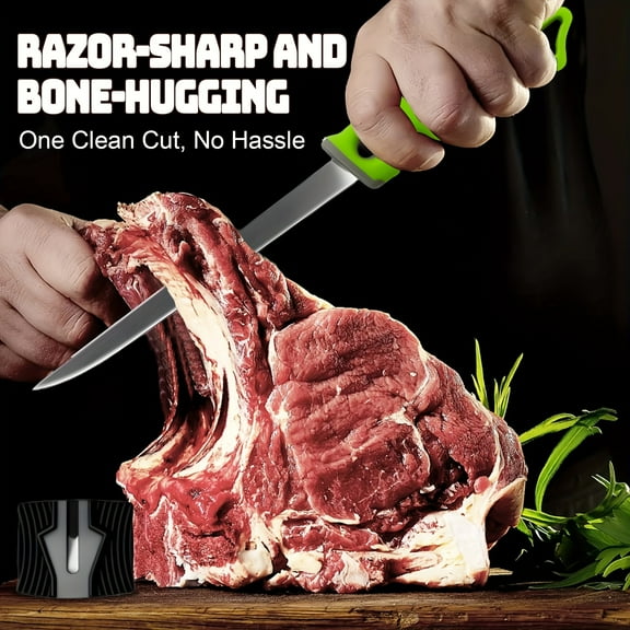 4-Piece Fishing Fillet Knife Set – Includes 2 Fishing Knives with Protective Covers, Towel, and Sharpening Stone – Ideal for Freshwater and Saltwater Fish – Perfect Gift for Loved Ones (Green)