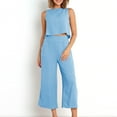 thumbnail image 2 of yievot Womens Pajama Sets Cotton Linen Lounge Set 2 Piece Cropped Tank Tops and Wide Leg Pants Loungewear Summer Set, 2 of 8