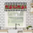 thumbnail image 4 of Christmas Winter Floral Valances for Windows Poinsettia Red Flower Black Plaid Rod Pocket Curtain Valance Window Treatment Short Curtains for Kitchen Living Room, 42"x12", 4 of 5