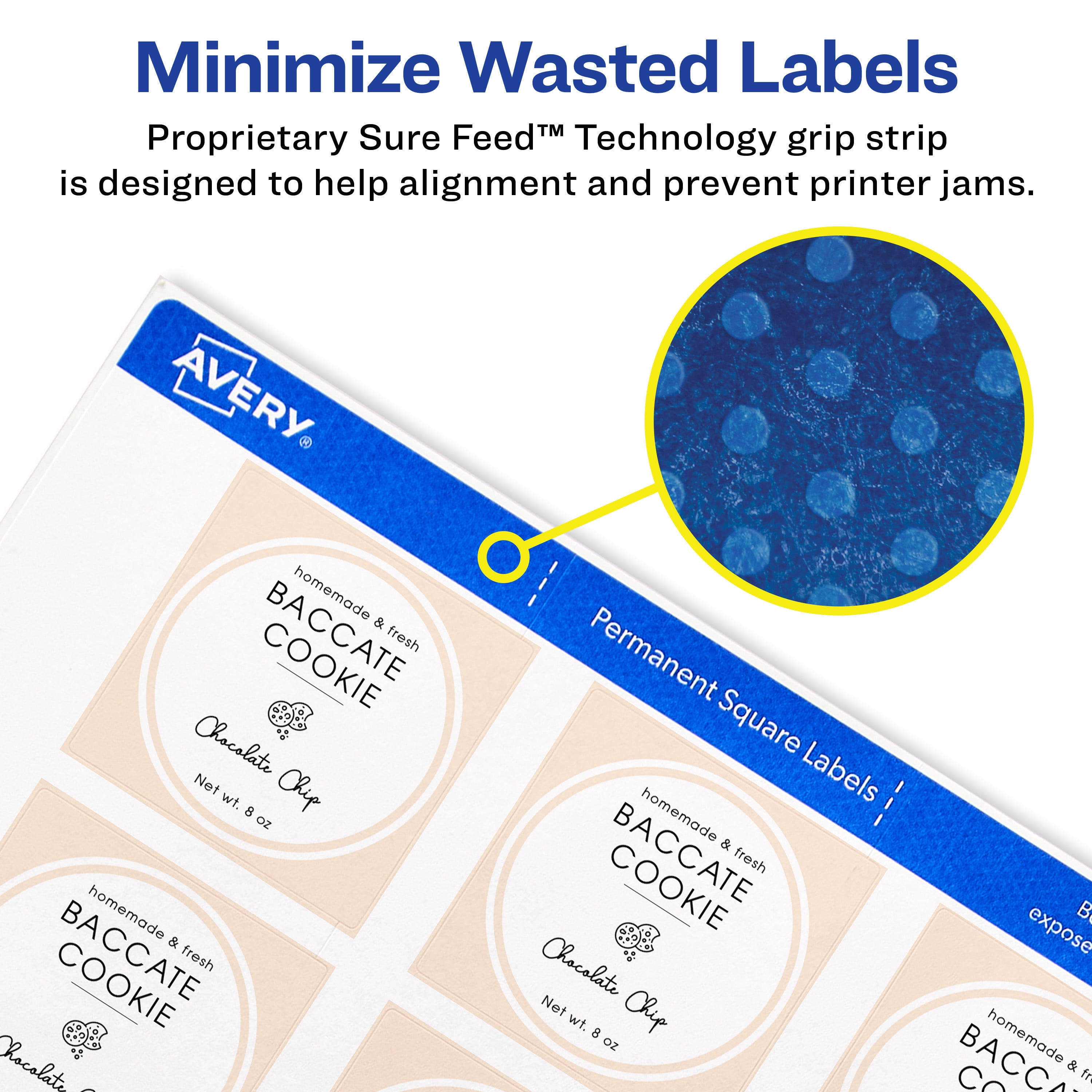 Avery Square Labels, 2" x 2", Matte White, 300ct (22806) - 5 Pack
