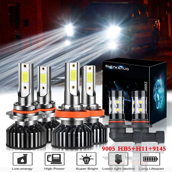 Fit For Ford F-150 2015-2020 LED Headlight Bulbs,9005 H11 9145 High Beam Low Beam,Pack of 6,SHENKENUO