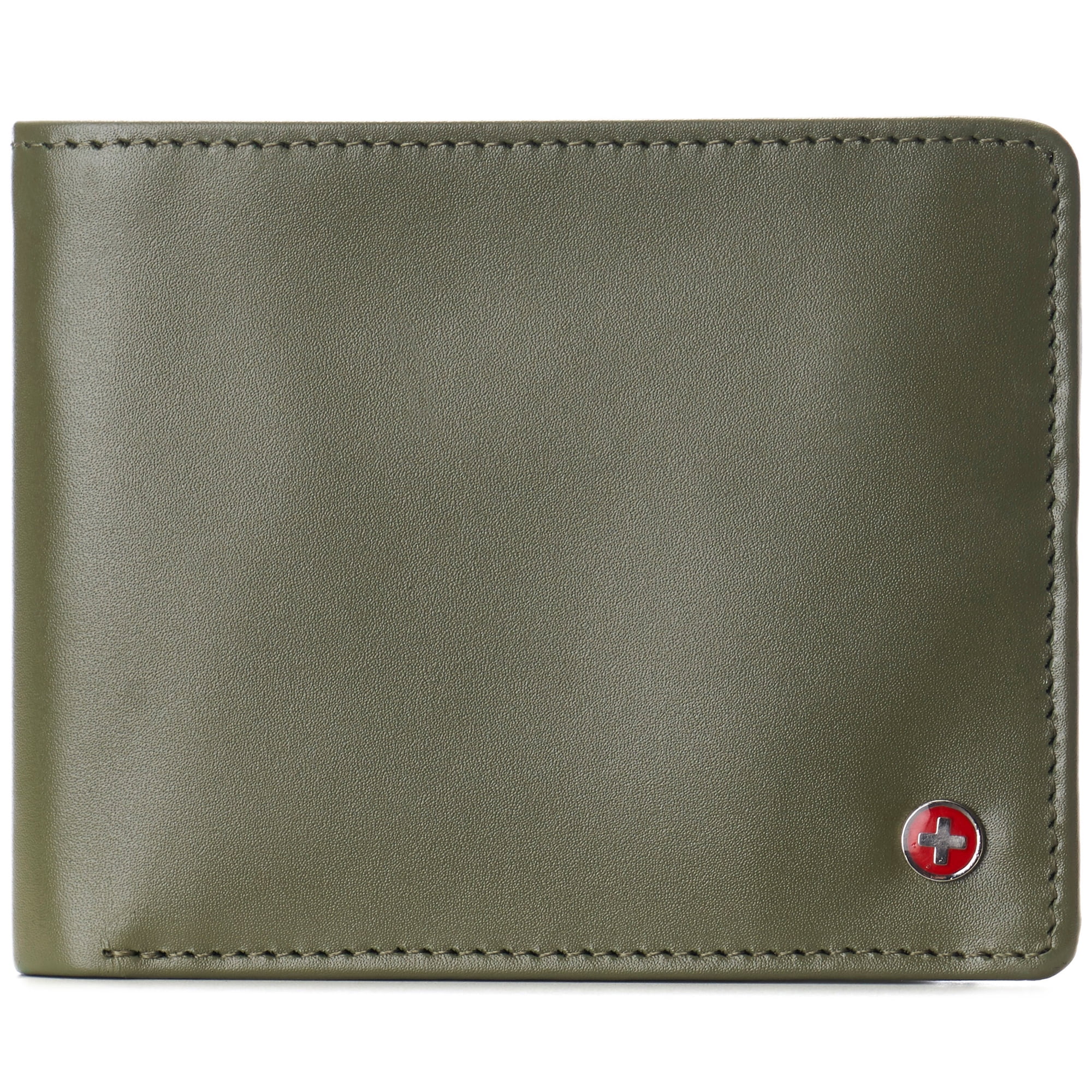 Alpine Swiss Mens Leather RFID Wallet 2 ID Windows Bifold Divided Bill