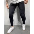 thumbnail image 3 of Color Sólido Stretch Casual Slim Fit Jeans Hombre, 3 of 8