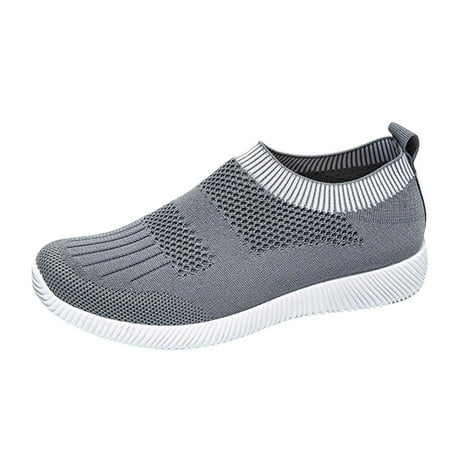 Fauean Sneakers for Women Breathable Lightweight Slip on Sneakers Casual Outdoor Shoes Grey Size 38