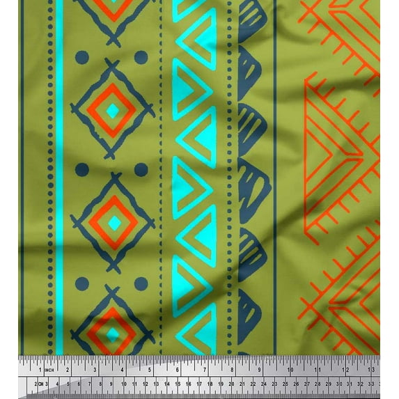 Soimoi Georgette Viscose Fabric Aztec Geometric Print Sewing Fabric Yard 42 Inch Wide