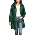 thumbnail image 2 of Stamzod Rain Coats for Women Lightweight Long Sleeve Hooded Long Rain Jacket Waterproof Windbreaker Outerwear with Pockets Army Green S, 2 of 10