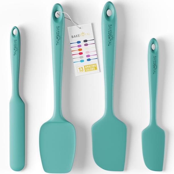 Bakeroyal Juego de espátulas de silicona - Espátulas de goma de 4 piezas Silicona resistente al calor 600F para tareas diarias - Espátulas de cocina de diseño sin costuras para utensilios de cocina an