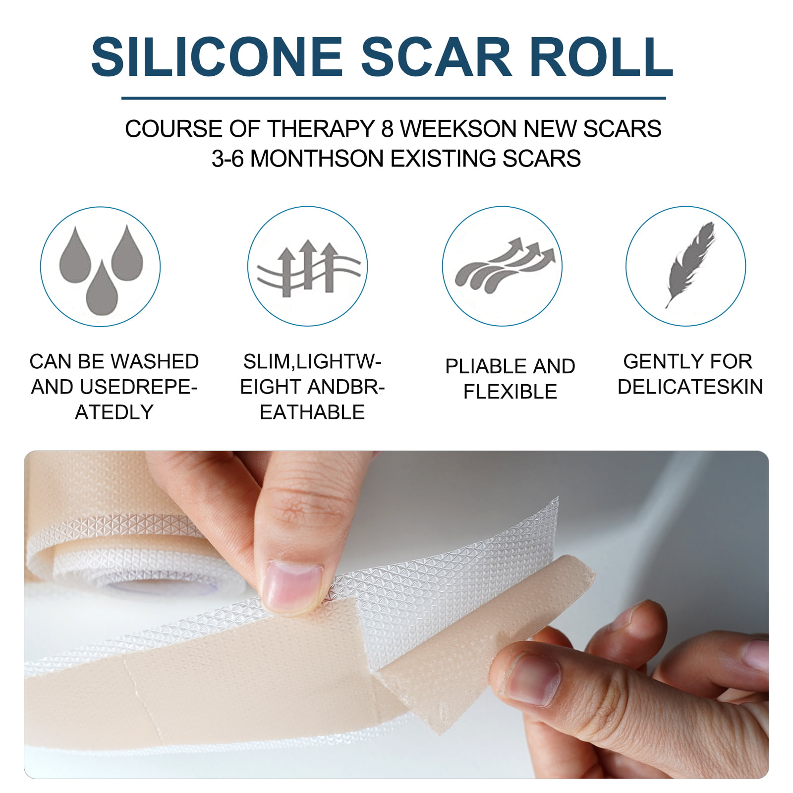 Silicone Scar Tape Roll, 1.6” x 120” Medical Tape for Wound Care Bandages  Scars Strips for Surgical Scars Keloid, C-Section, Burns, Injuries Acne
