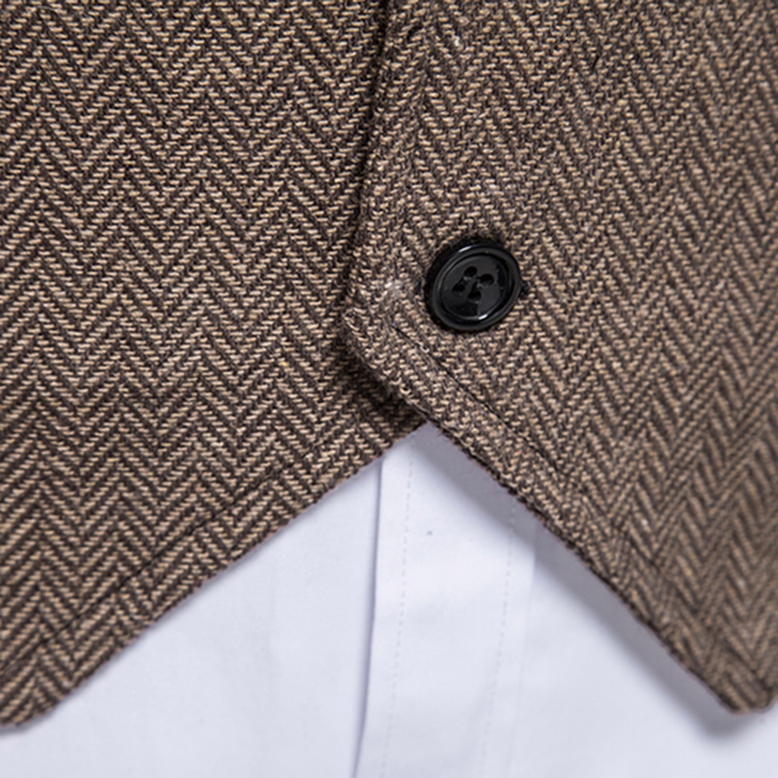 DPTALR Men's Herringbone Tweed Suit Vest Vintage Lapel Vest Men's