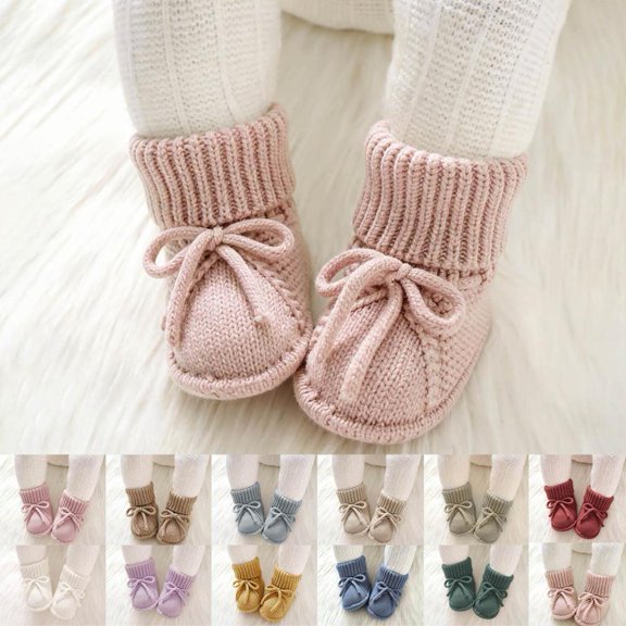 KINDXX Baby Booties First Walkers Cozy Shoes Warm Knit Soft Booties for Toddler Boy Girl