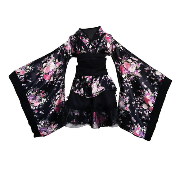 Japanese Women's Dance Kimono Outfit Cosplay Fancy Dress Detachable Self Belt XXXL