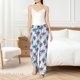 thumbnail image 4 of Fotbe Palm Leaves Pantalones de Pijama para Mujer, Pantalones de Dormir, Pantalones Pj con Cordón y Bolsillos-Medium, 4 of 6